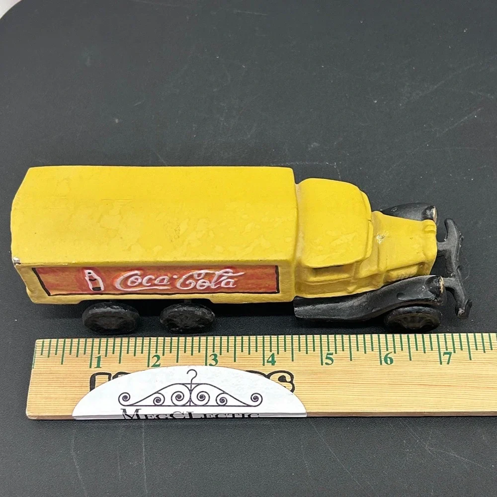 Vintage Coca-Cola Cast Iron Delivery Truck Yellow Black 7.5 Inch Antique Style